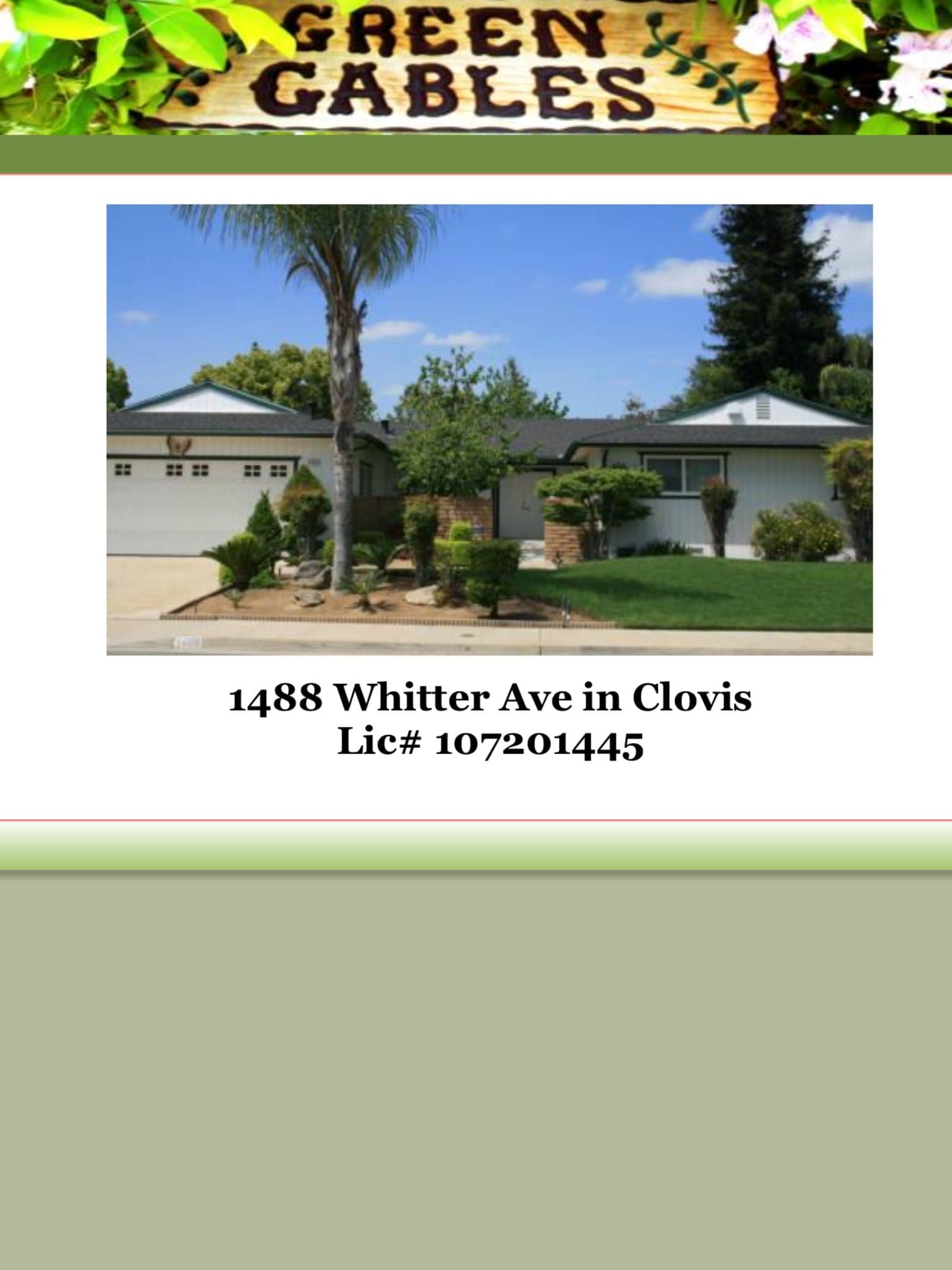 Green Gables Care Home I in Clovis, CA - Main View